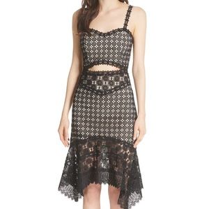NWT Alice and Olivia 
Tamika Handkerchief Lace cocktail black Dress